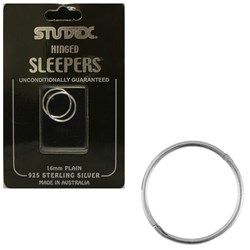 STUDEX Large plain sleepers 16mm sterling silver (925)